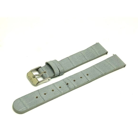 Invicta Women's Watch Replacement Band Blue-Gray Leather 16mm Lug Silver Clasp - Picture 4 of 5